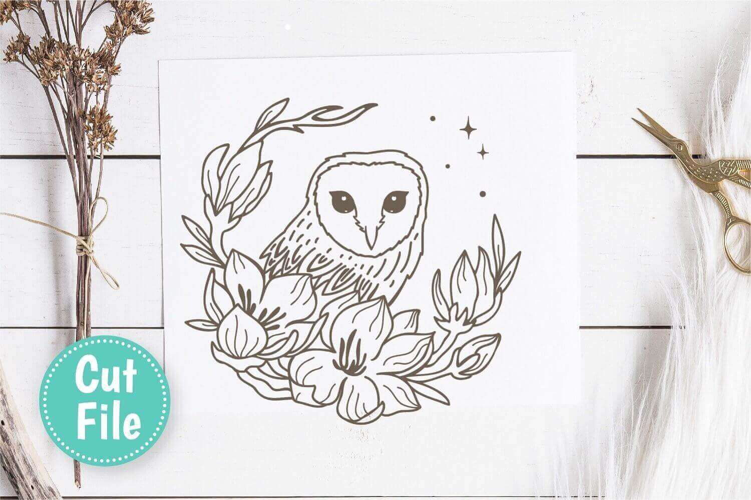 Decorative Owl SVG on the Paper.