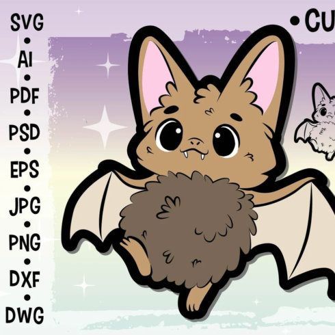 cute bat sticker ready to print! this kawaii svg includes the svg files for Cricut and dxf files for plasma
