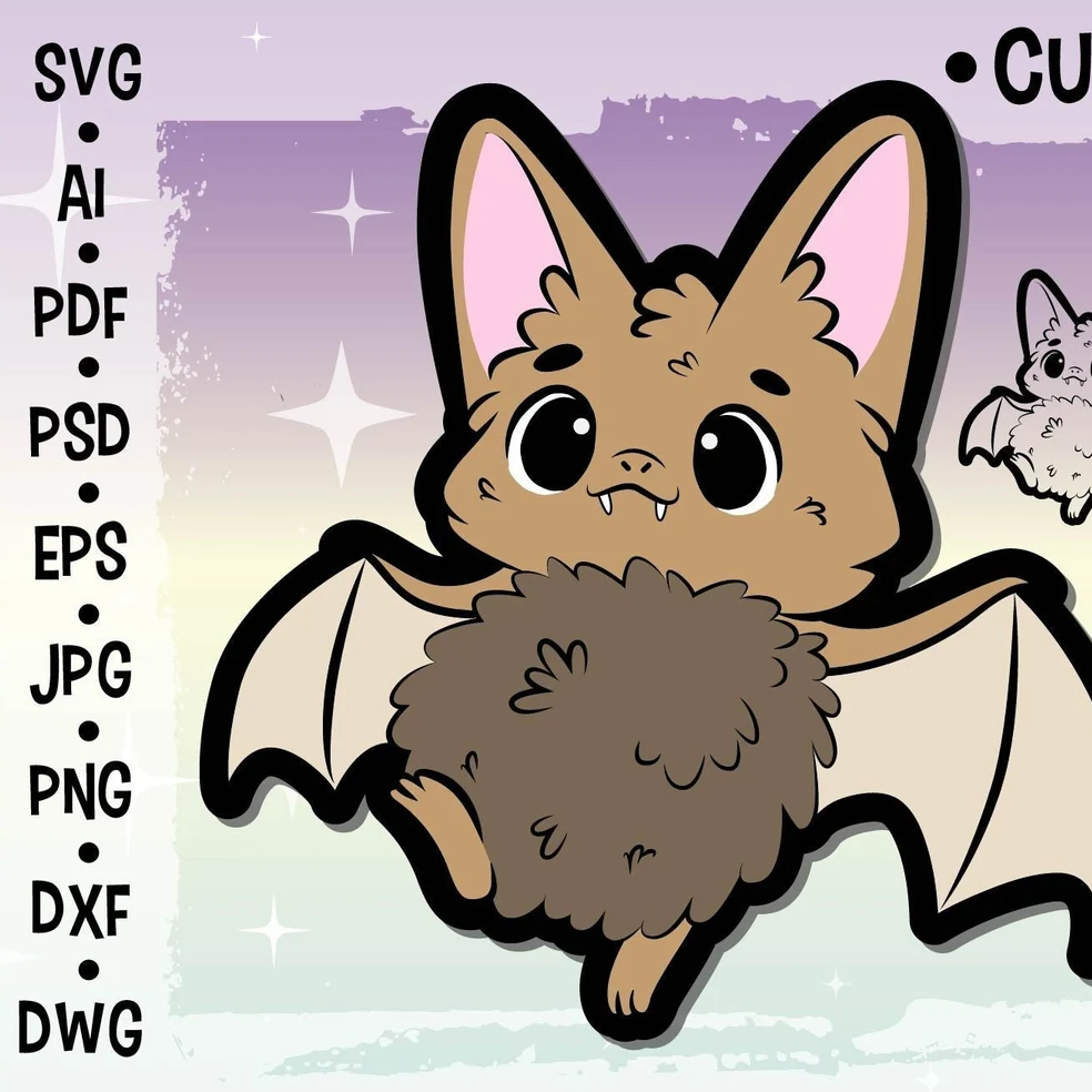 Cute Bat Sticker Ready to Print – MasterBundles