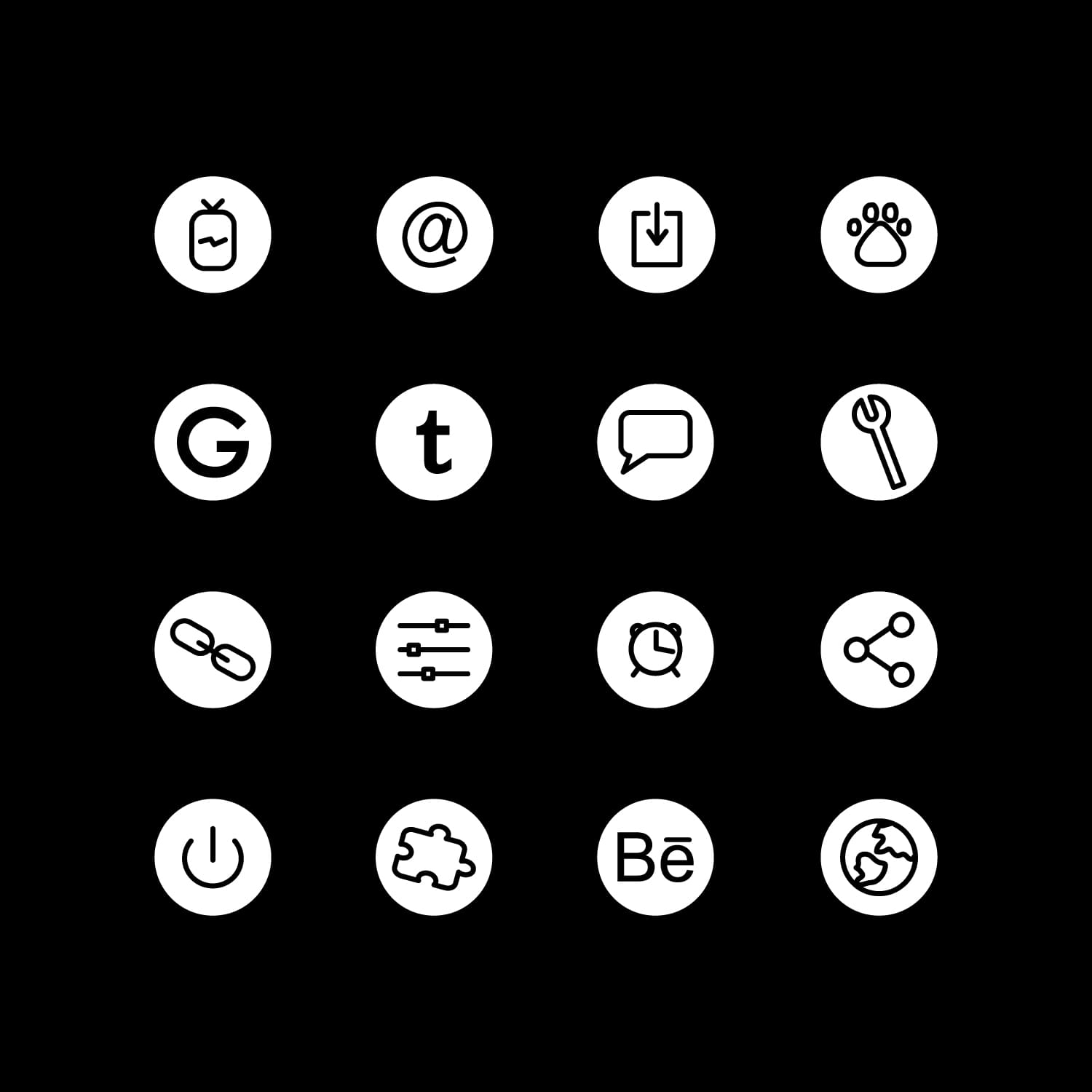 1500 3 Black And White App Icons.
