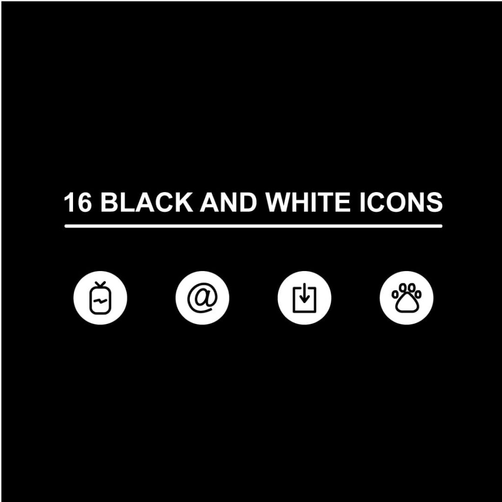 16 Black And White App Icons MasterBundles
