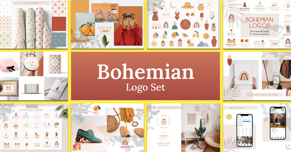 bohemian logo set.