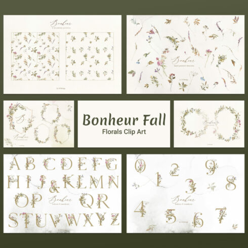 Bonheur Fall Florals Watercolor Clip Art cover image.