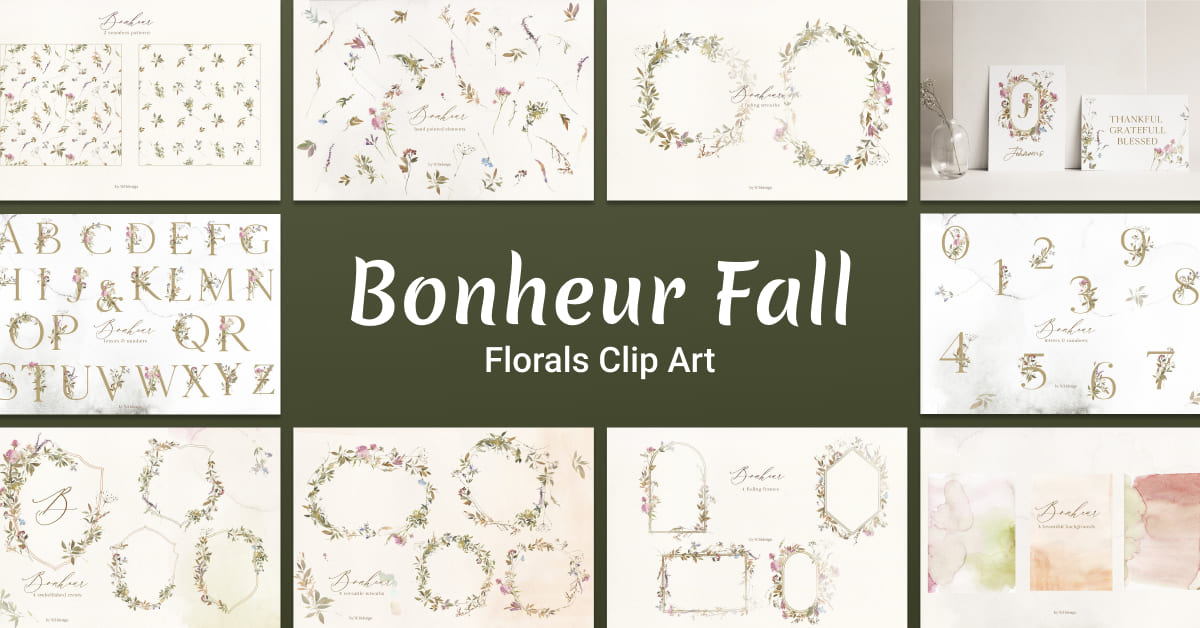 bonheur fall florals clip art wreaths collection.