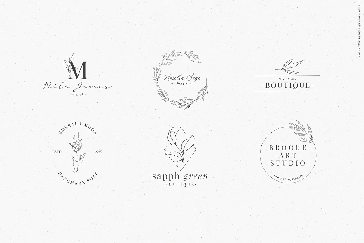 botanics premade logos graphic elements.