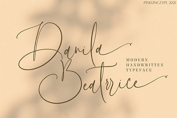 danila beatrrice lettered script font.