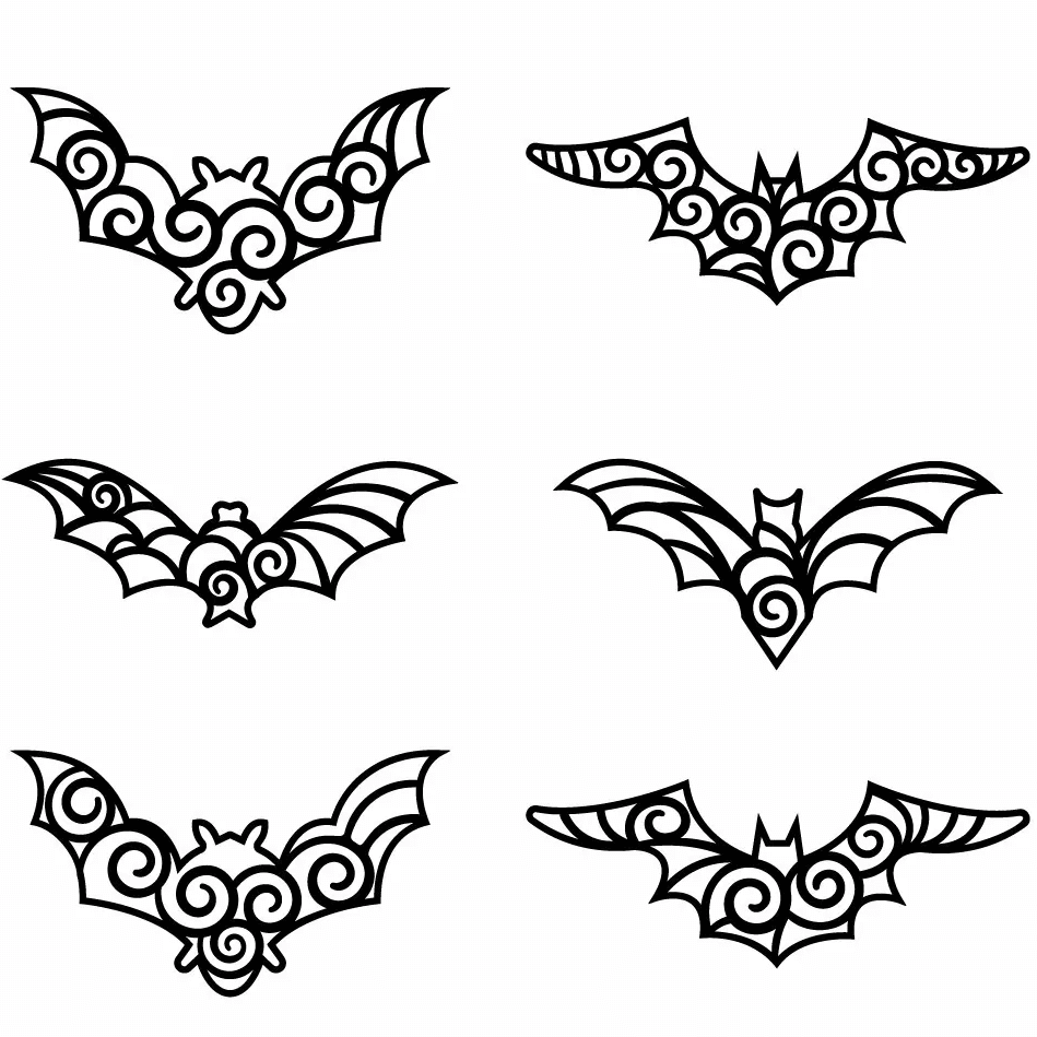 Decorative Halloween Bats SVG Set