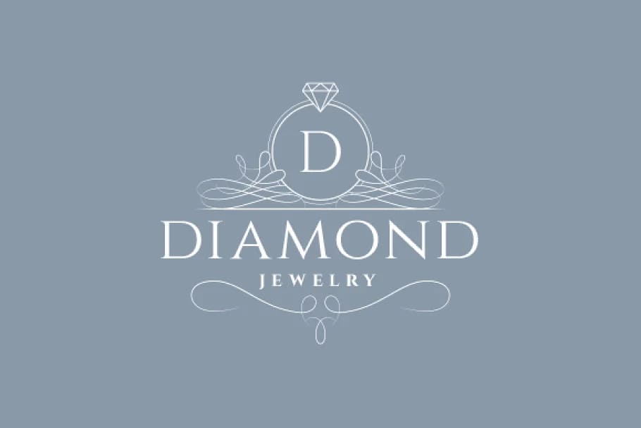 diamond jewel logo on grey background.