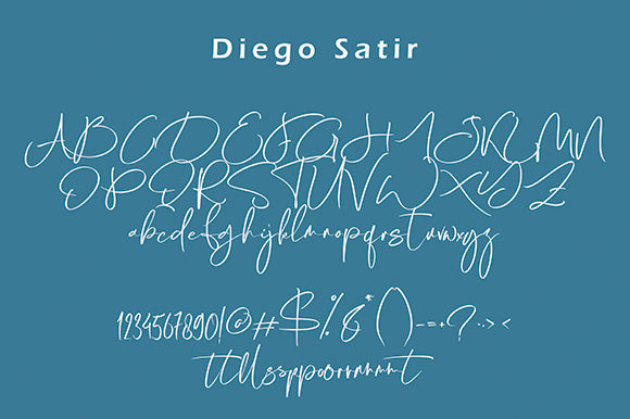 diego satir font, letters, numbers, punktuation, stylistic.