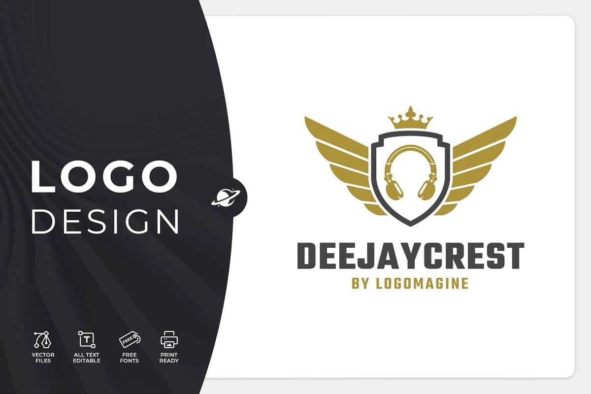 dj crest logo design.