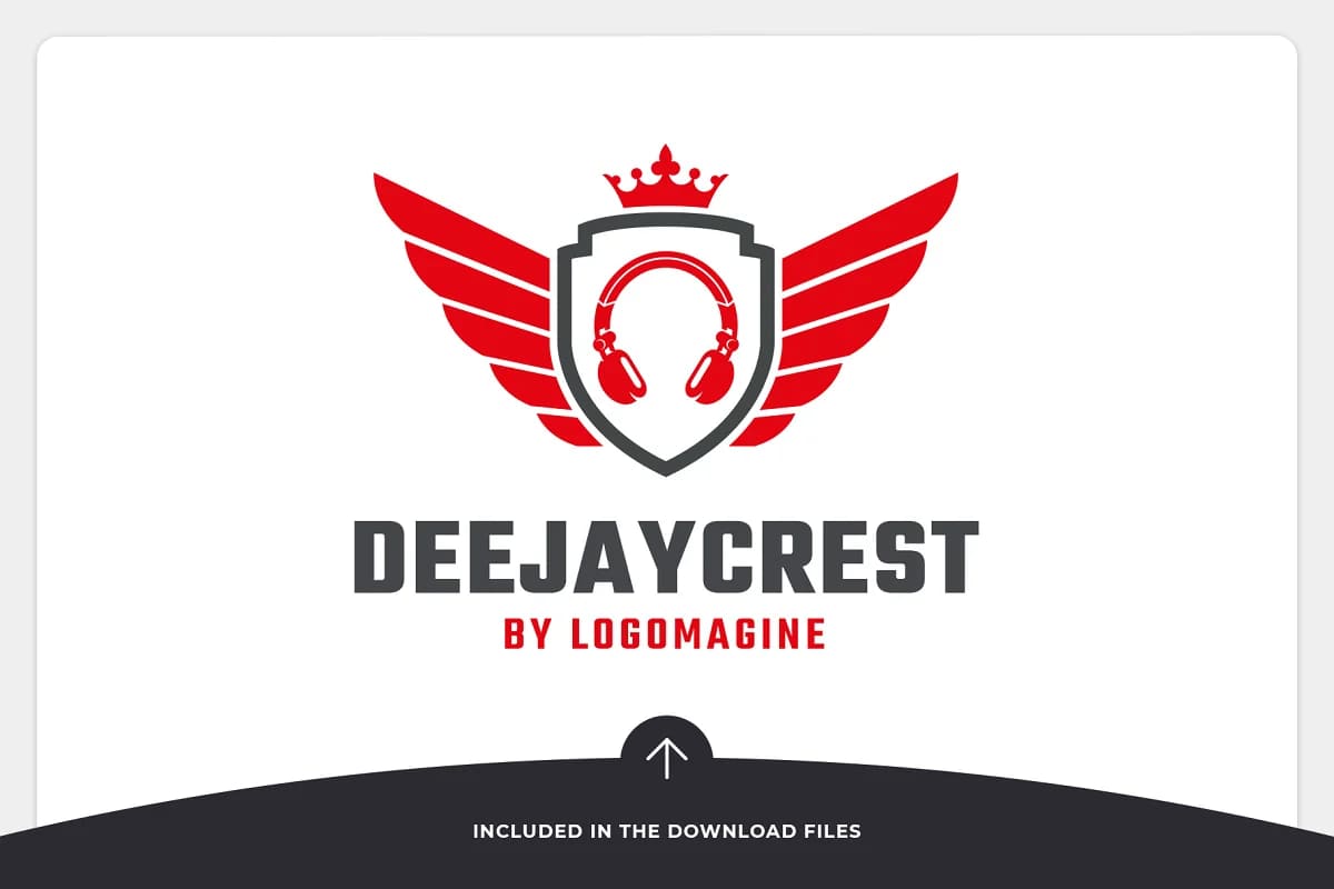 dj crest red logo design.