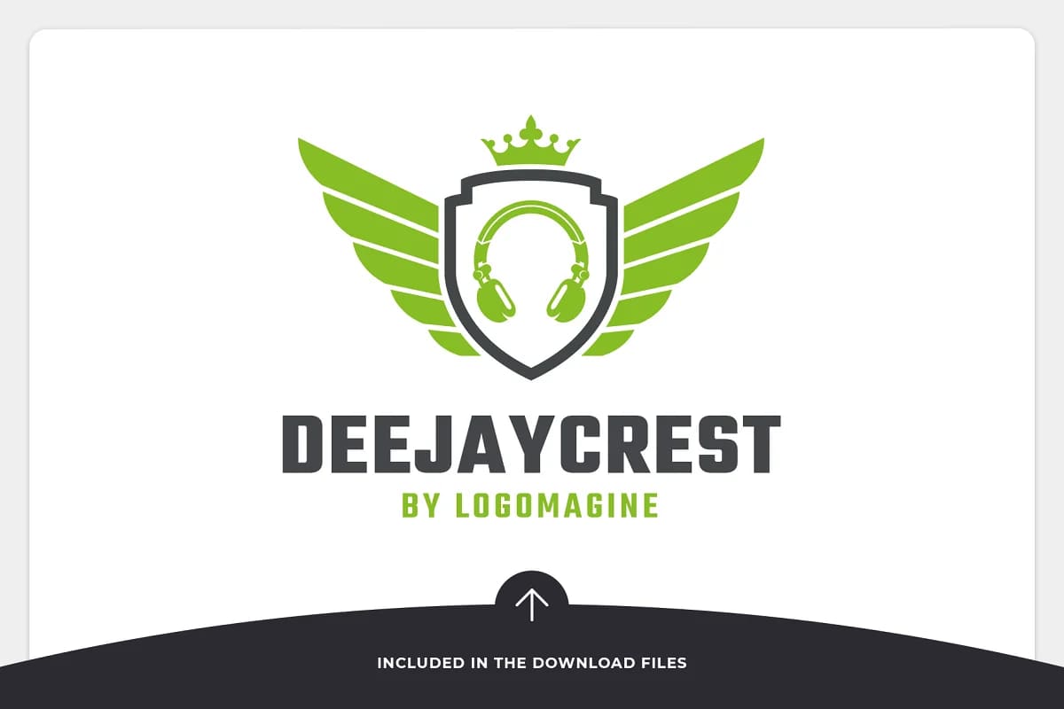 dj crest green logo design.