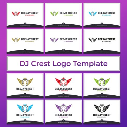 DJ Crest Logo Professional Design Template cover image.