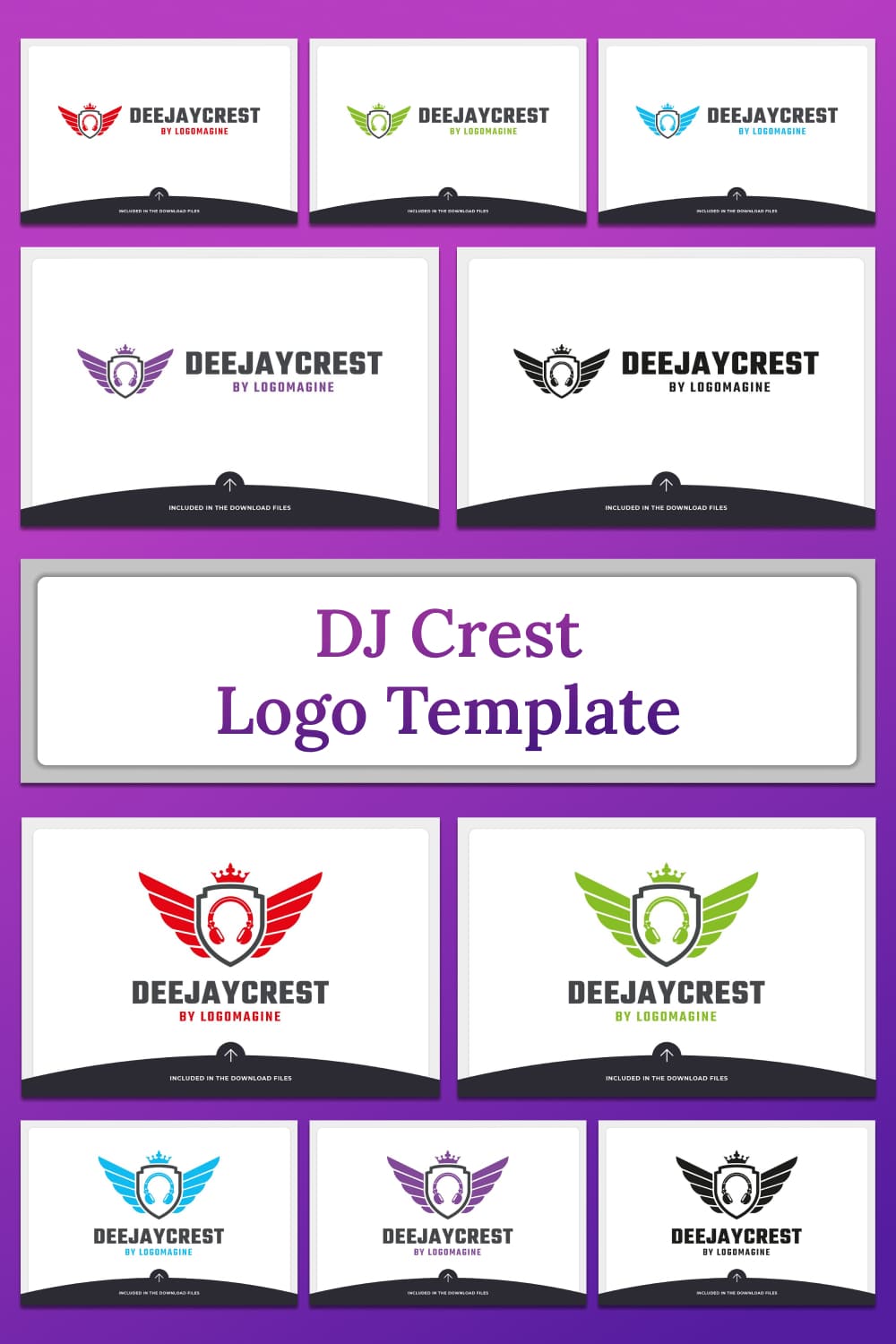 dj crest logo bright design templates.