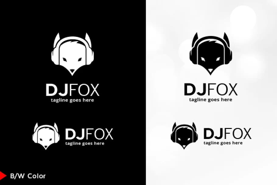 dj fox logo black and white.
