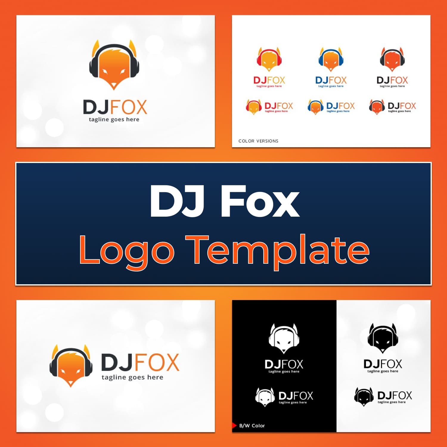Music Graphics DJ Fox Logo Template cover image.