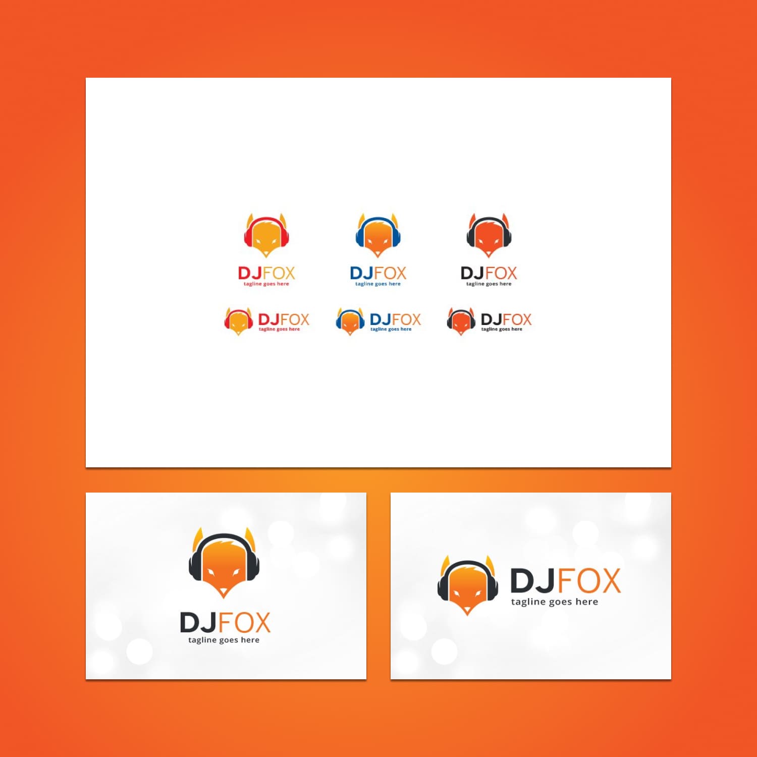 Music Graphics DJ Fox Logo Template preview image.