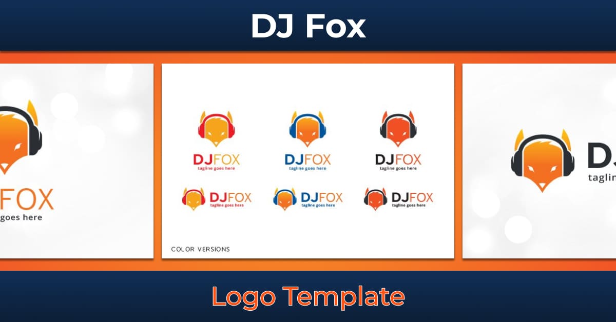 dj fox logo template music design.
