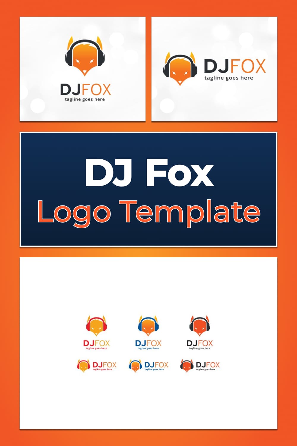 Music Graphics DJ Fox Logo Template pinterest image.