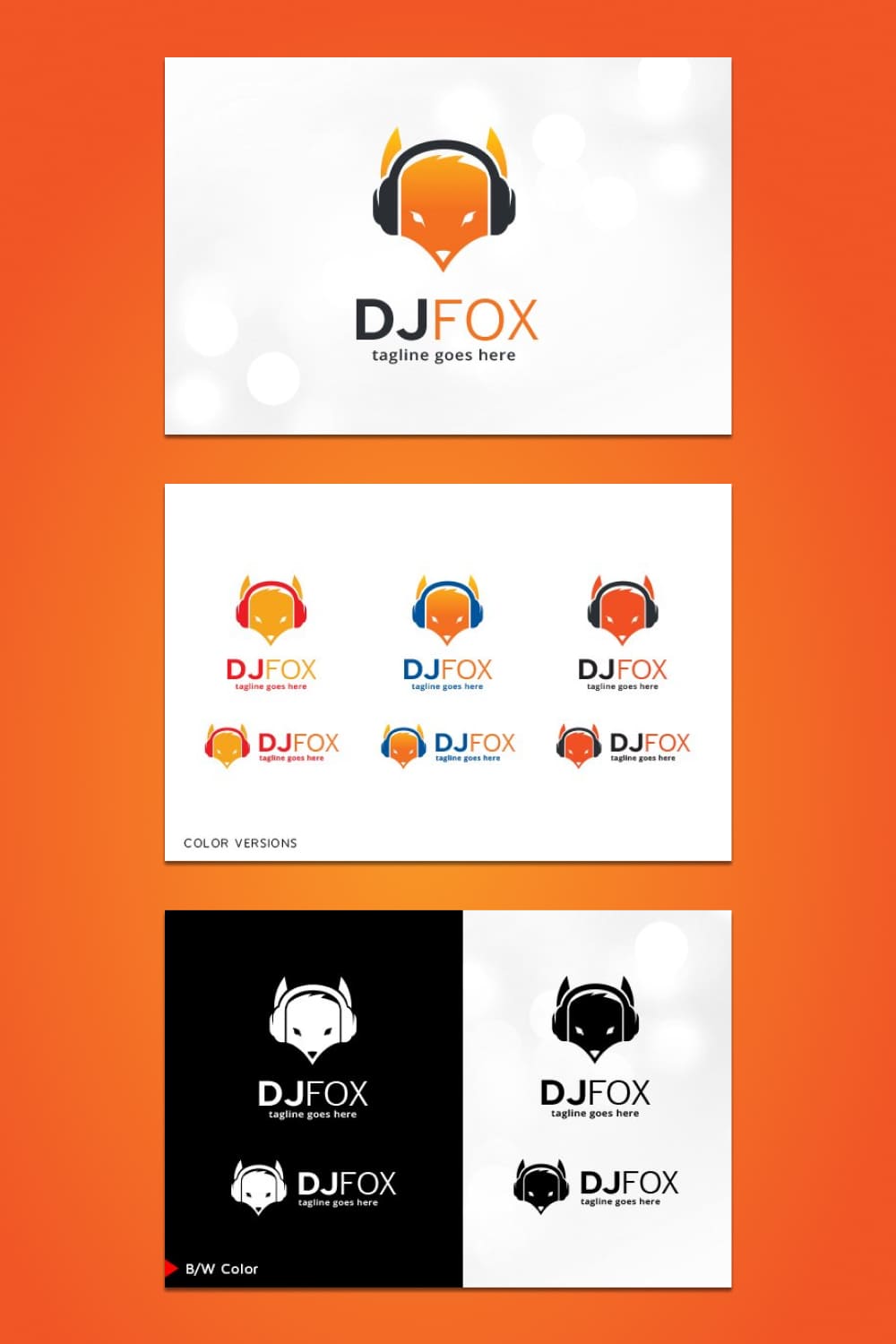 dj fox logo template modern style.