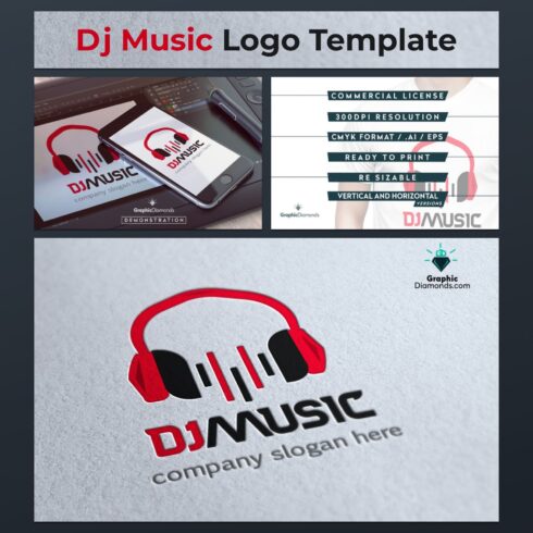 Dj Music Logo Template cover image.