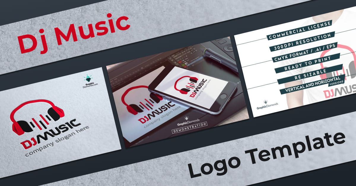 dj music logo template best for musicians.