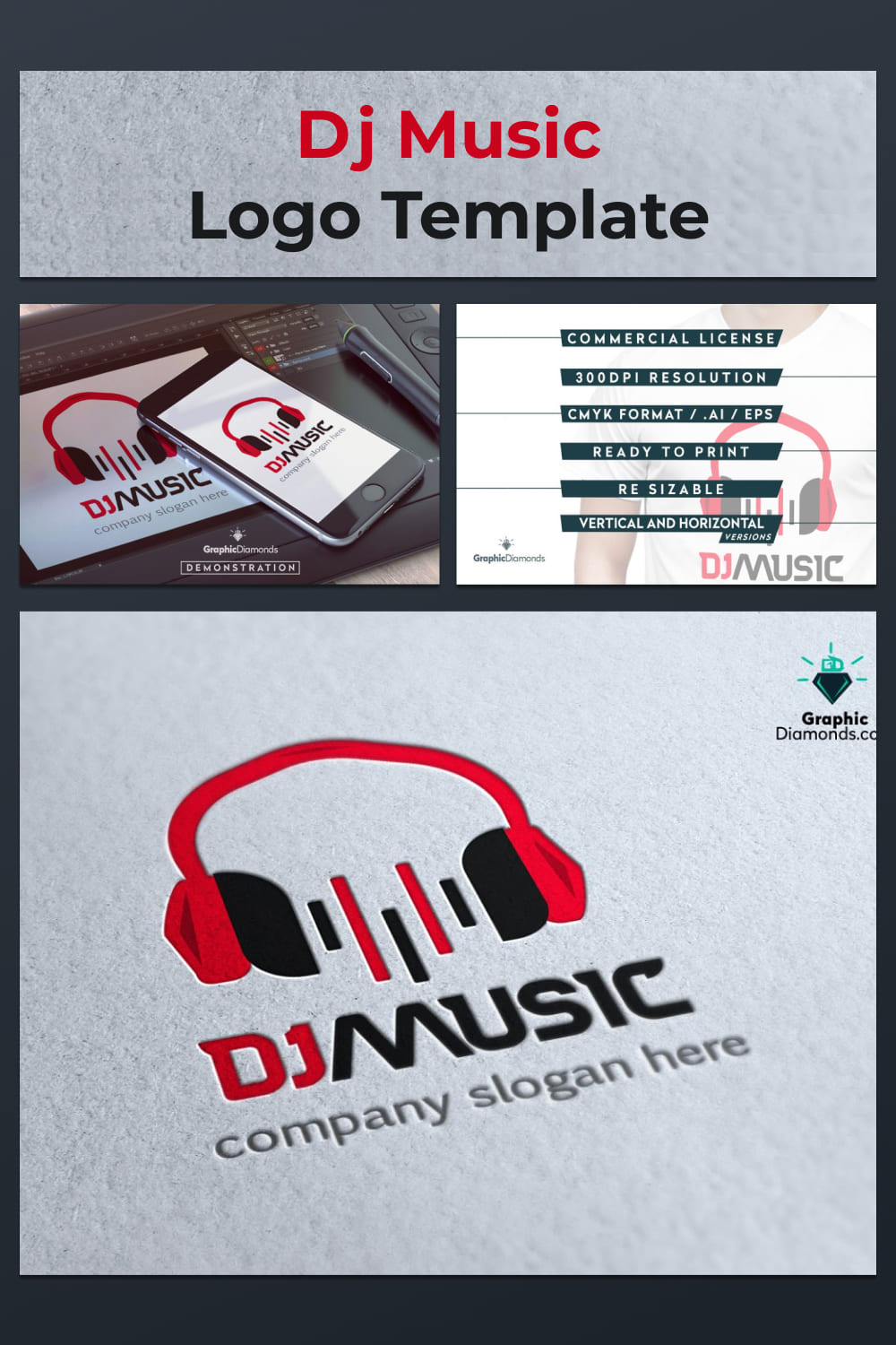 dj music logo template for music sphere.