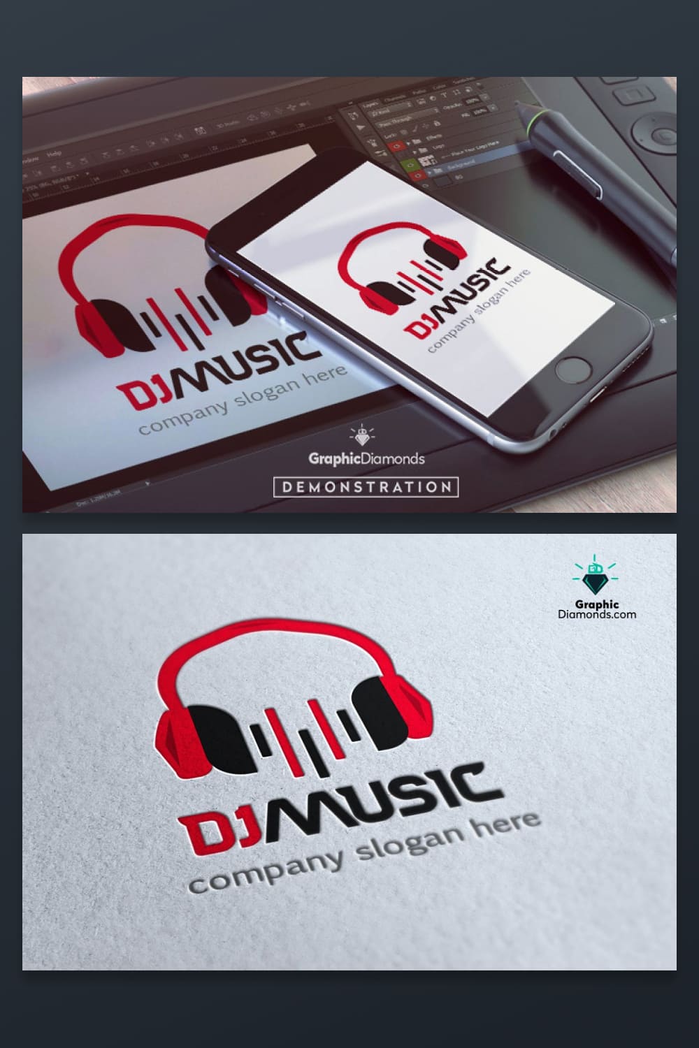 dj music logo template for musician project.