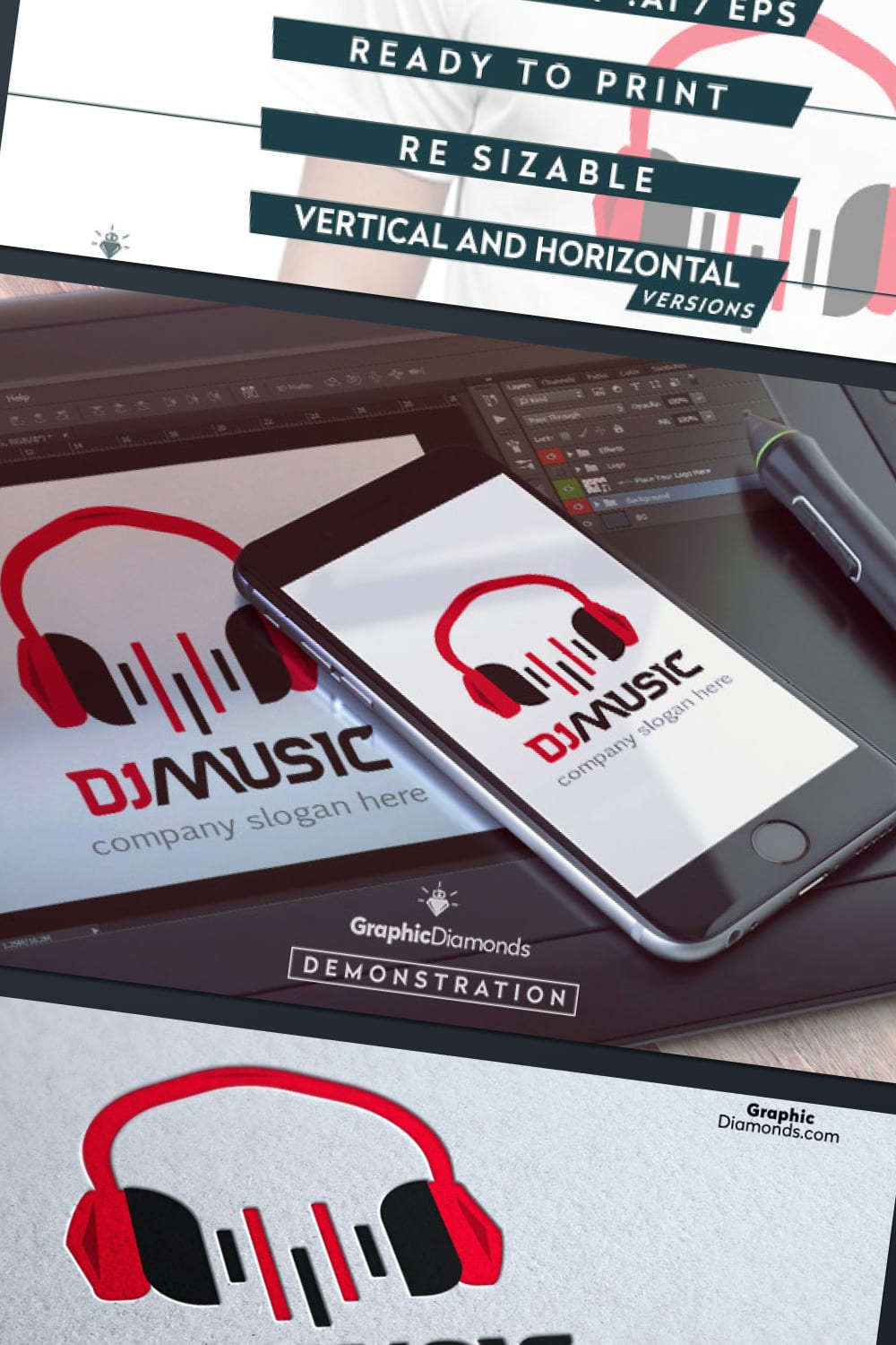dj music logo template for your music brand.