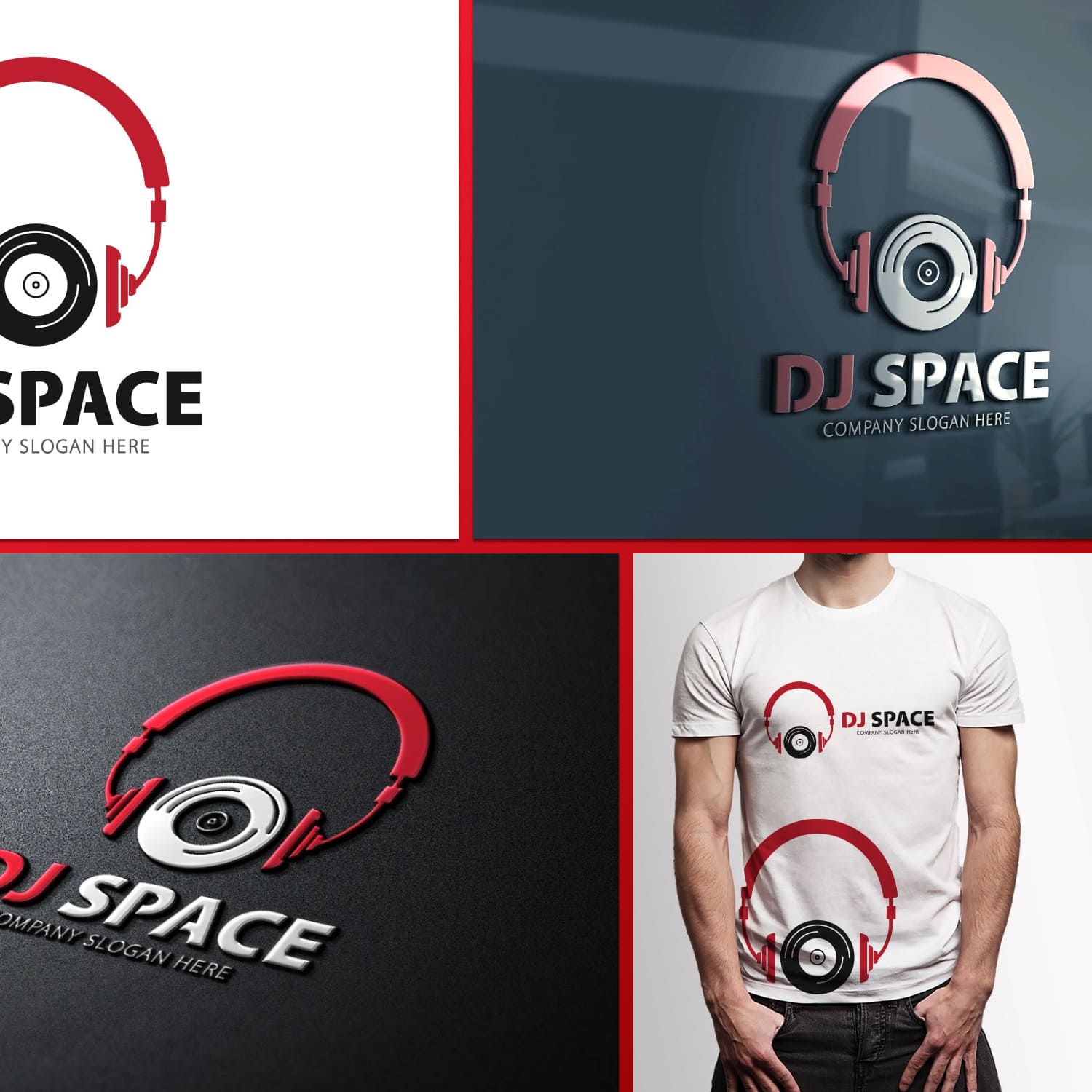 Dj Space Logo Editable Templates preview image.