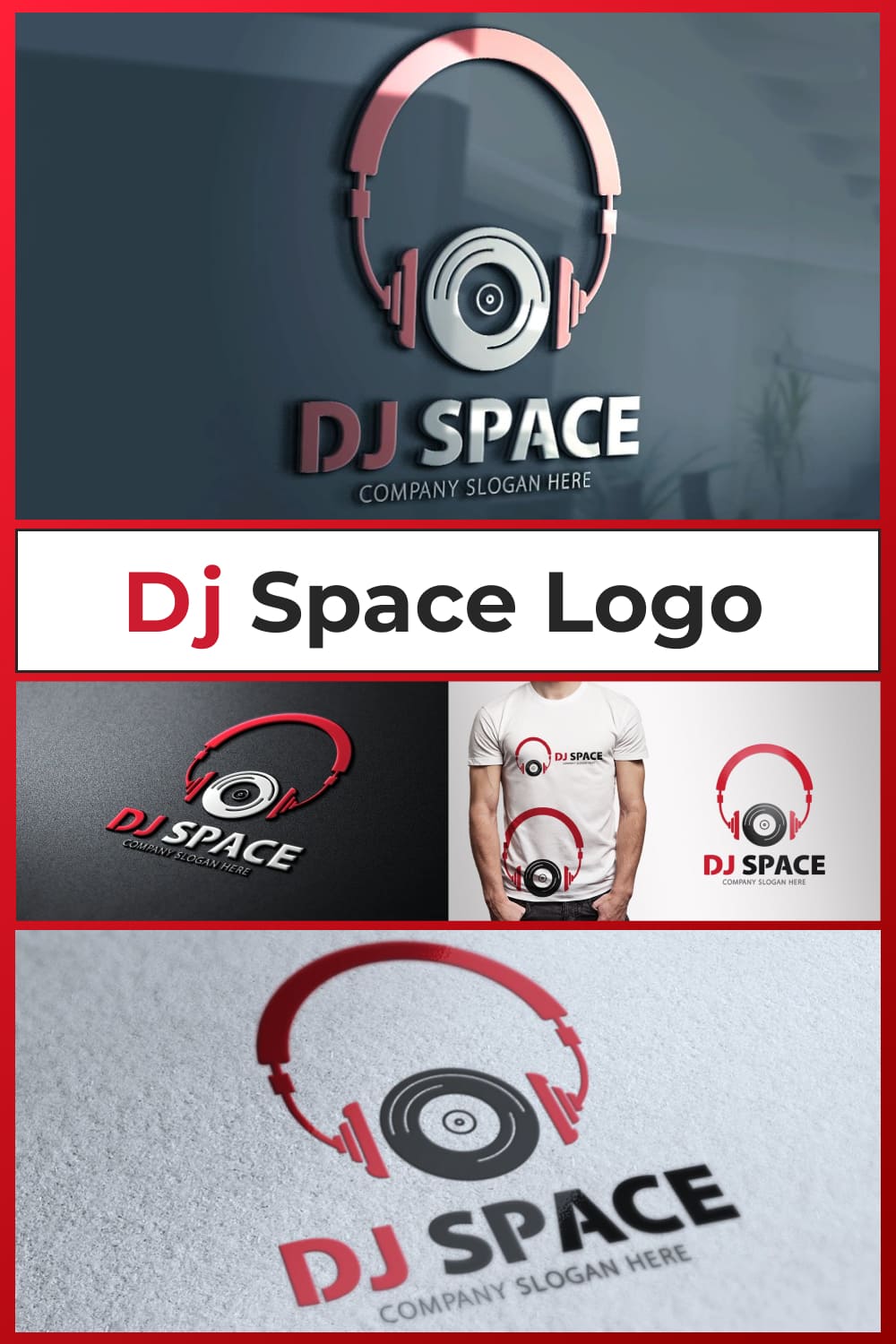 Dj Space Logo Editable Templates pinterest image.
