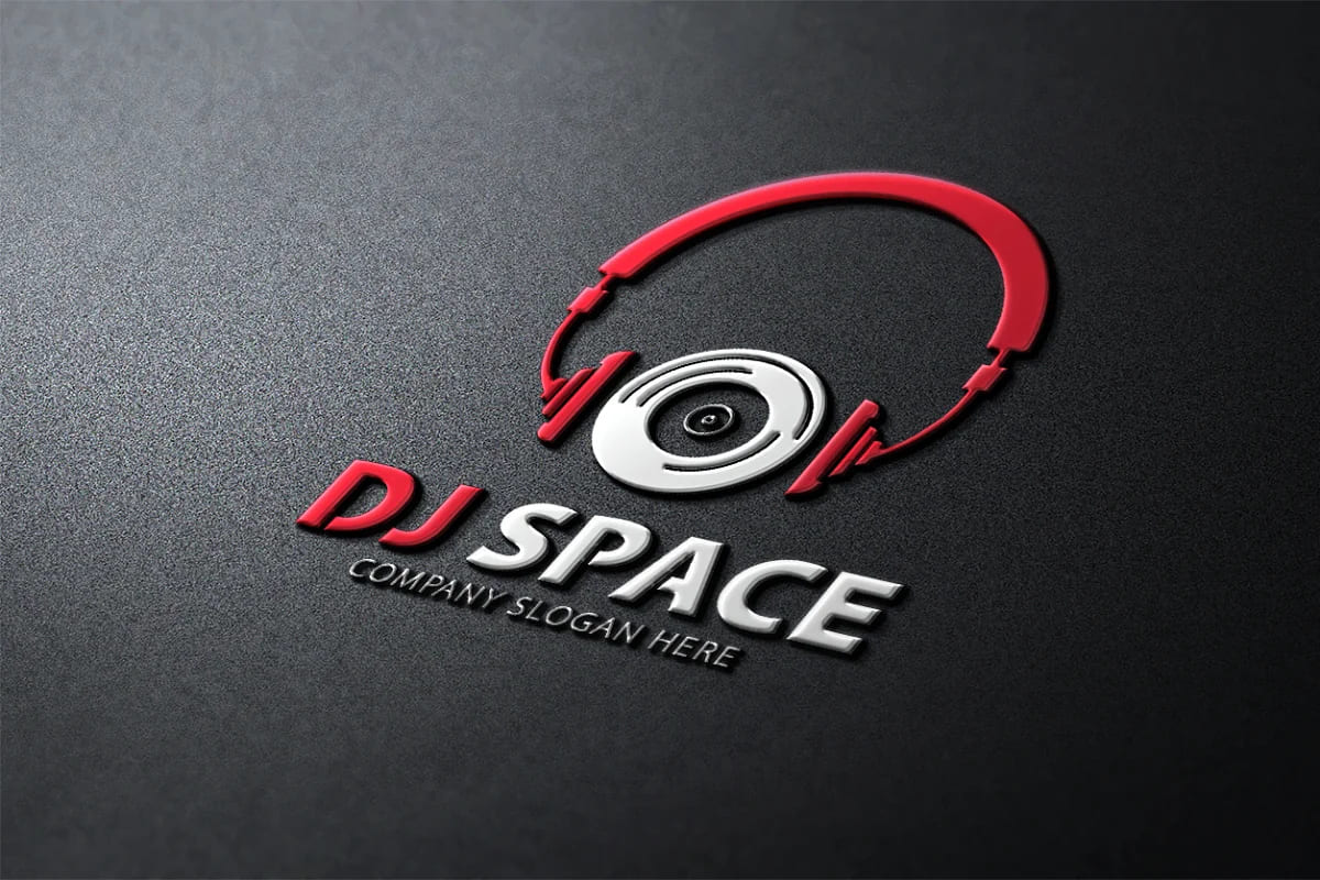 dj space logo on dark background.