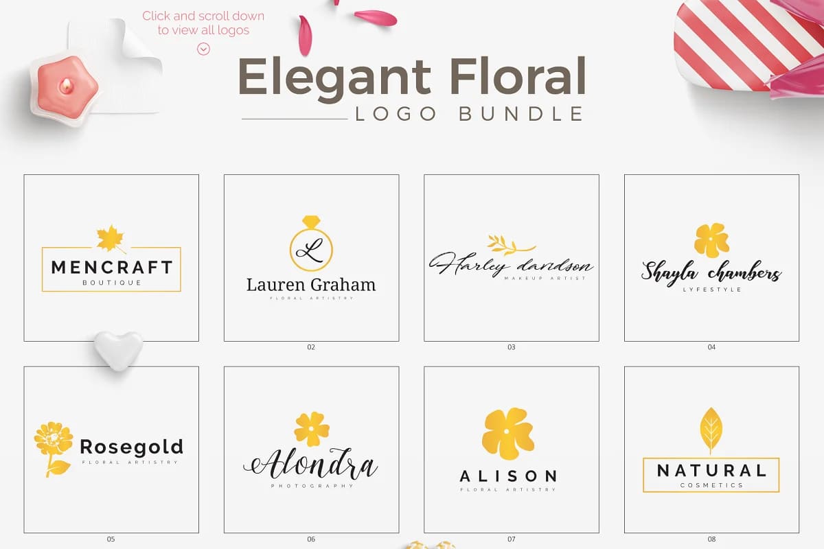 elegant floral logo for women projects.
