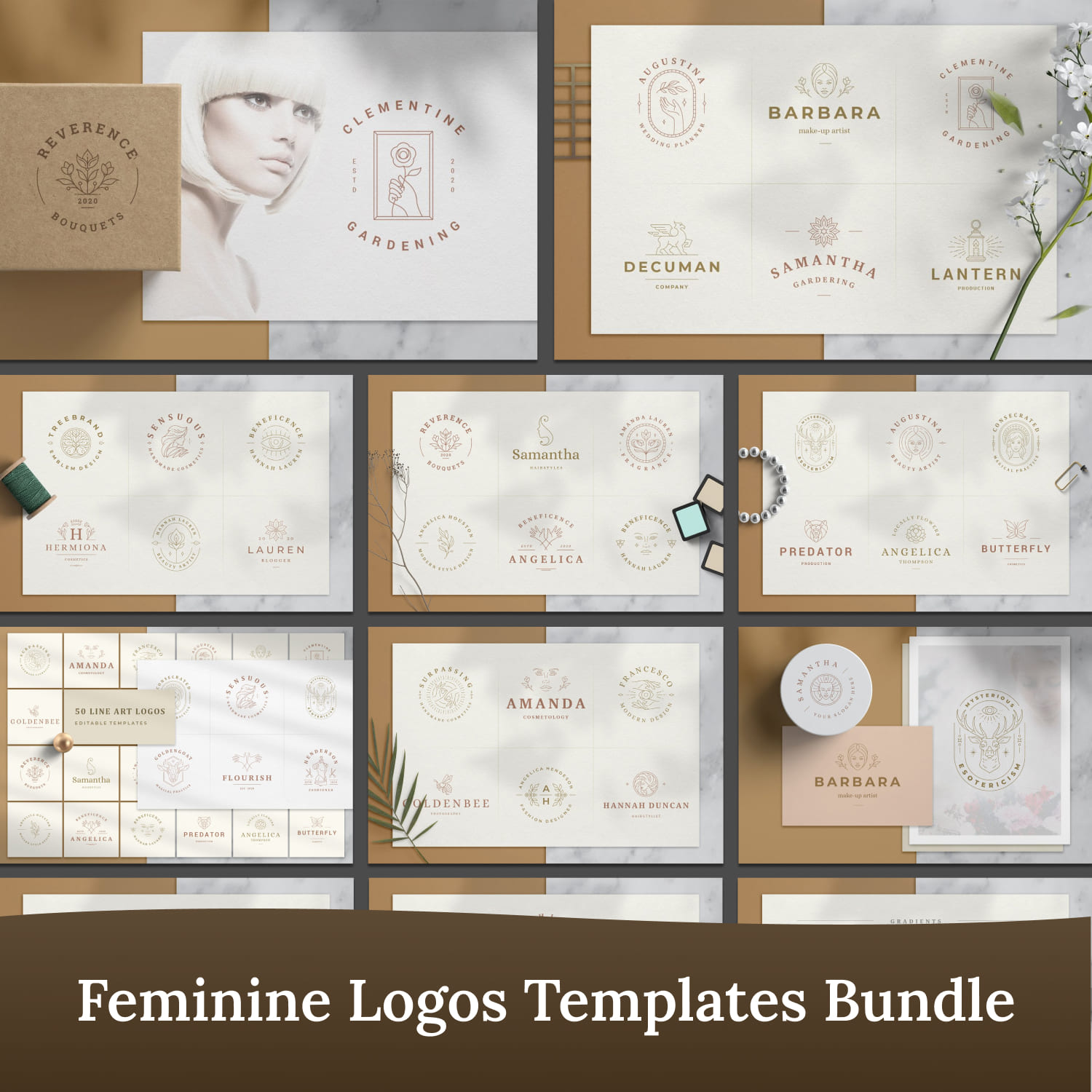 Feminine Logos Editable Templates Bundle cover image.