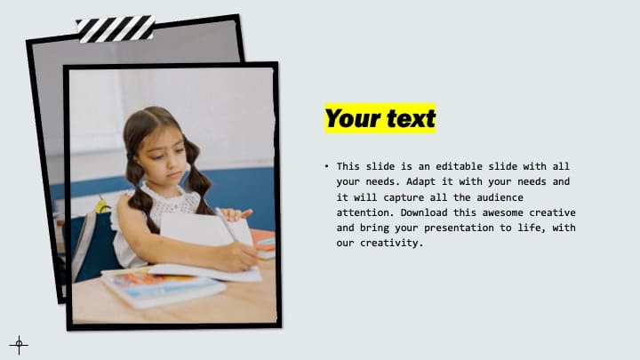 A slide with a picture of a student.