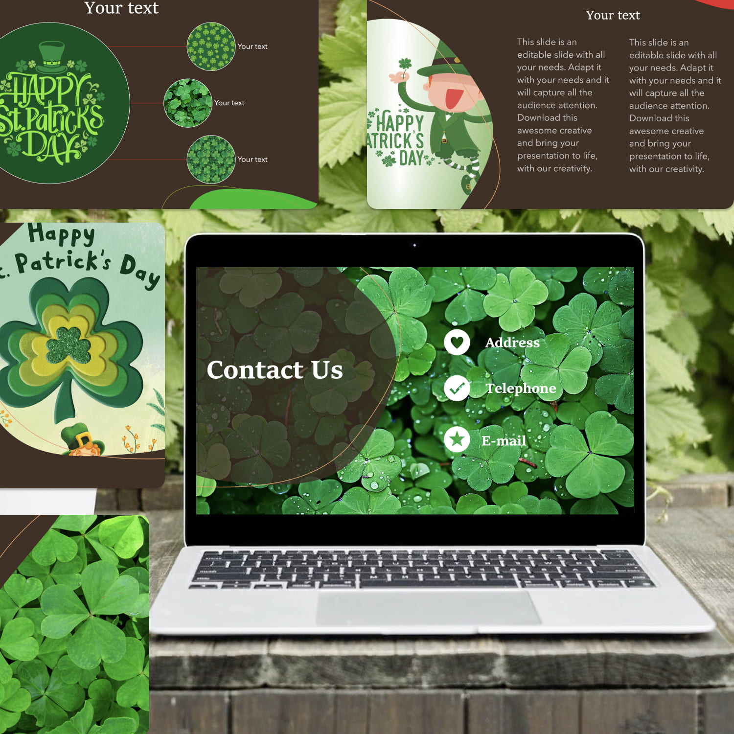 Free St Patrick's Day Powerpoint Template With Clover Cover.