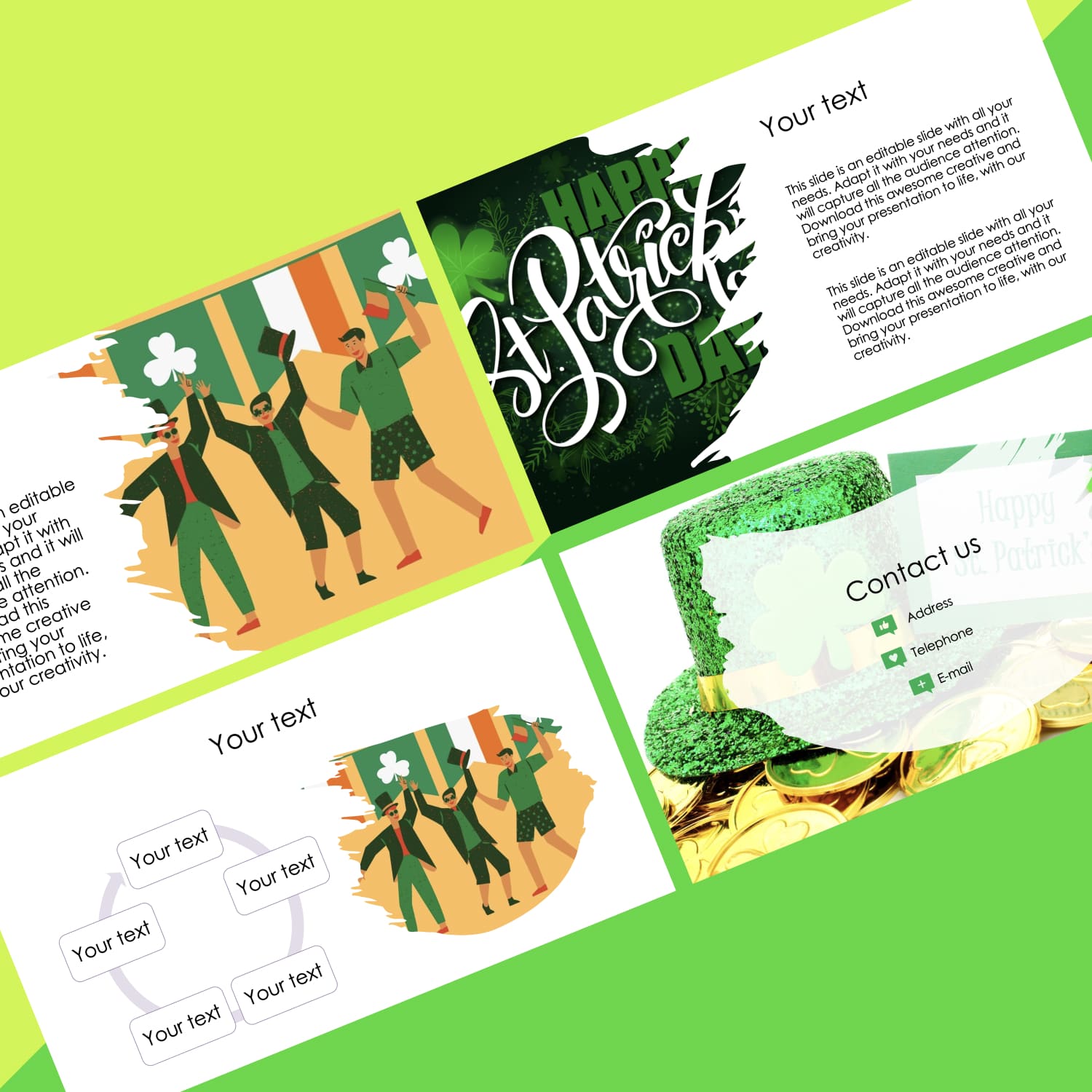 Free Green St Patrick's Day Powerpoint Template Cover.