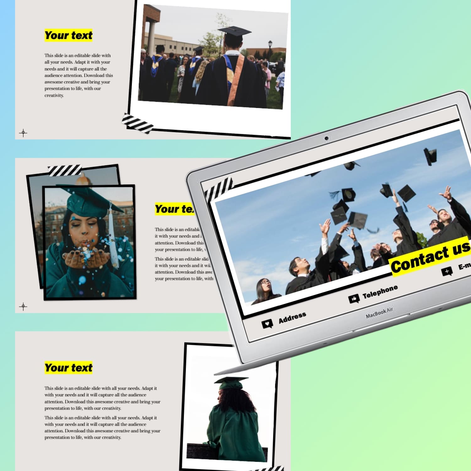 Images with Graduation Powerpoint Template Free.