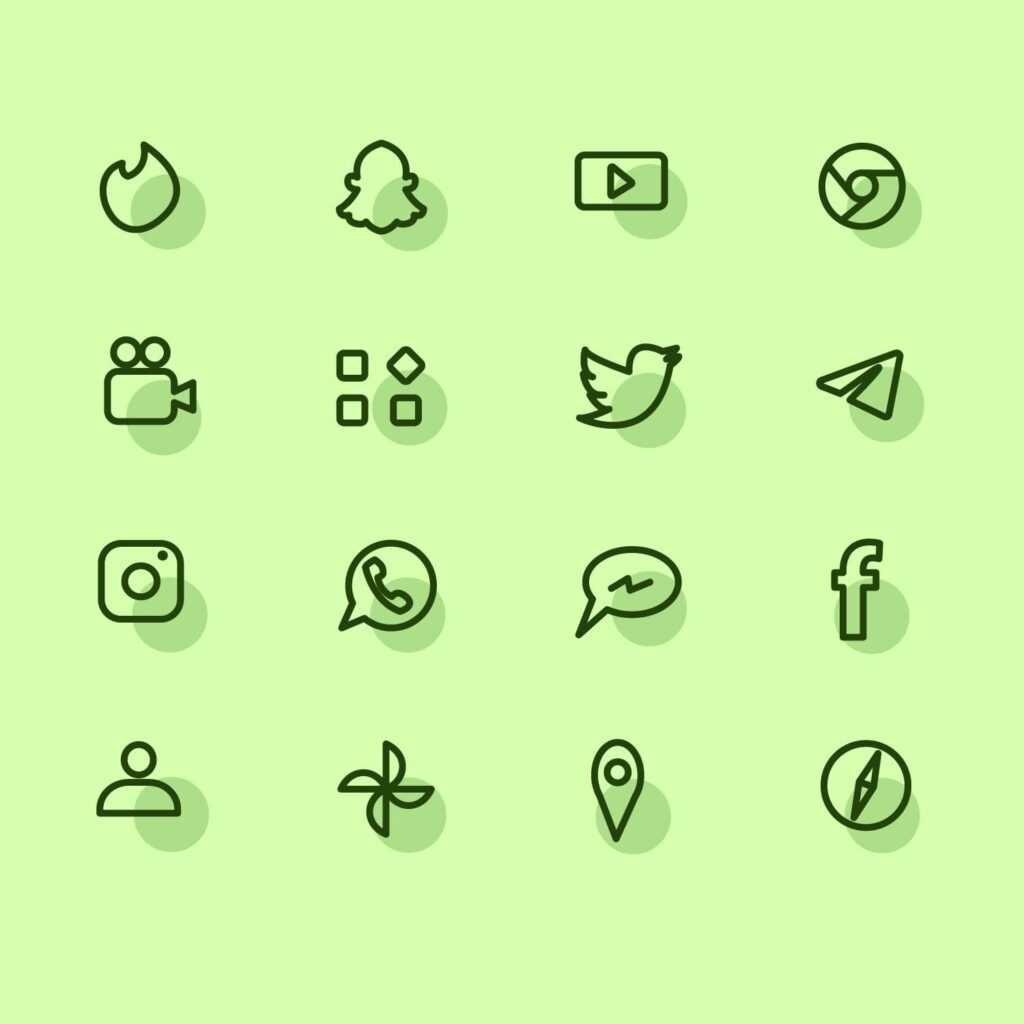 16 Green App Icons Aesthetic MasterBundles