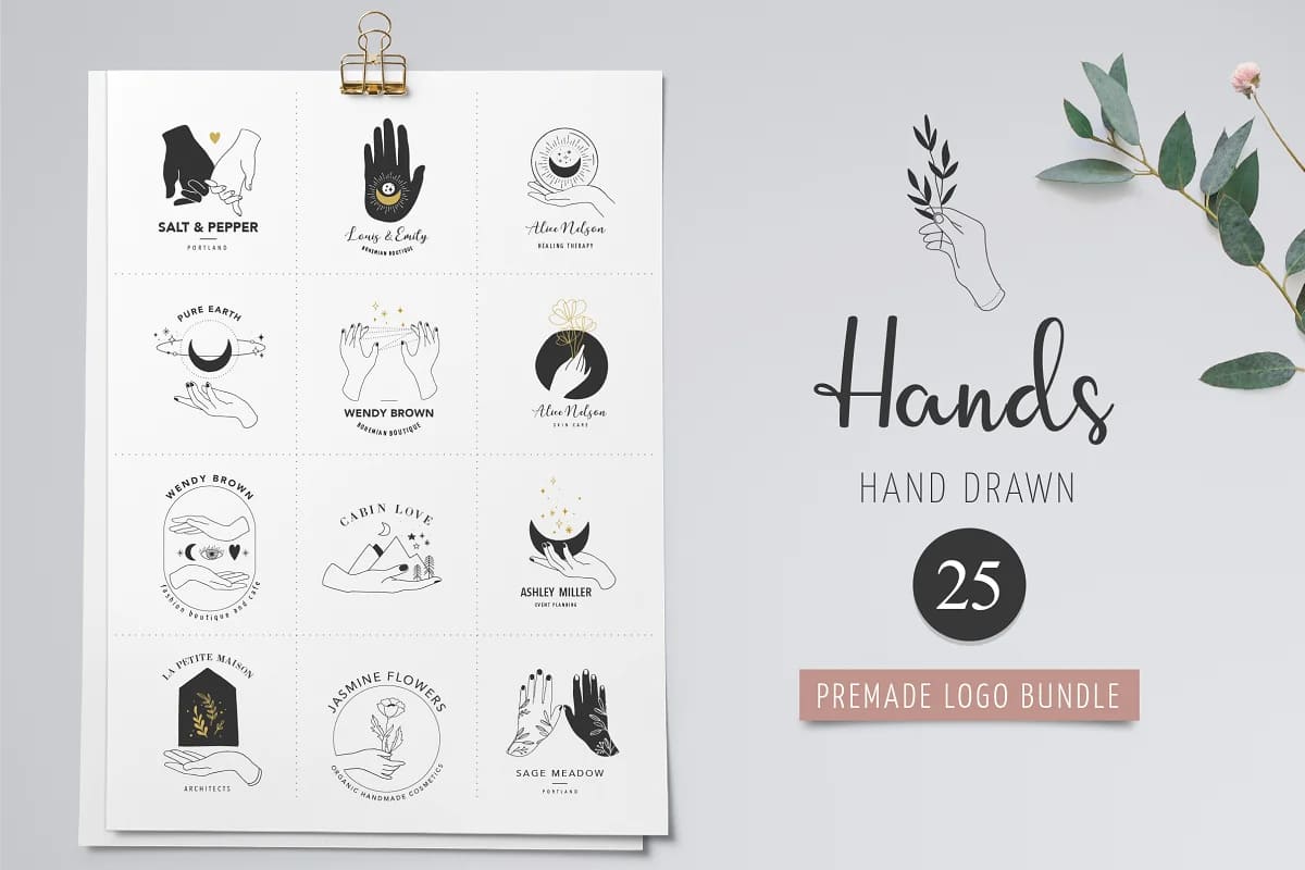 hands logos elegant ideas.