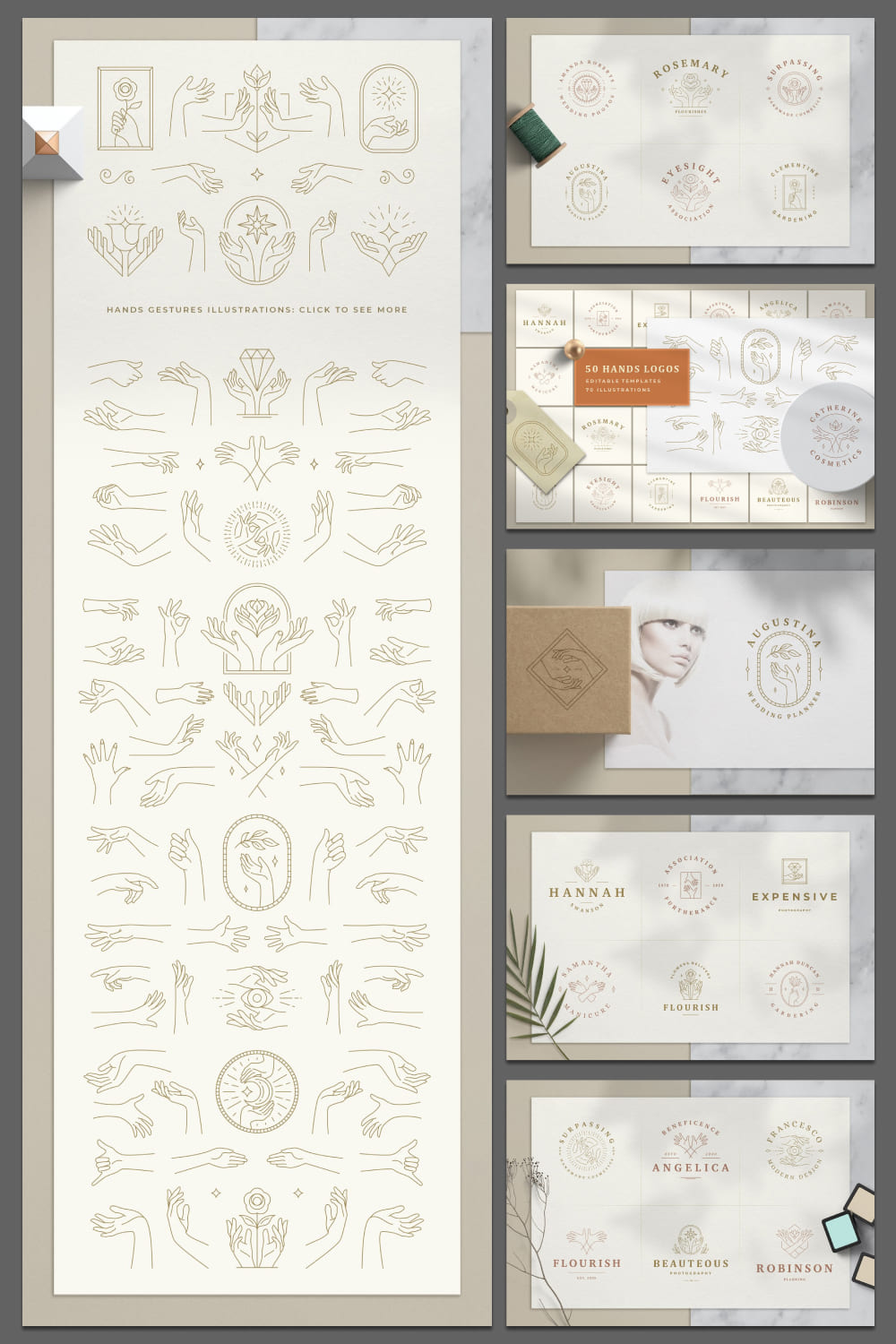 hands logos templates bundle great for beauty sphere.