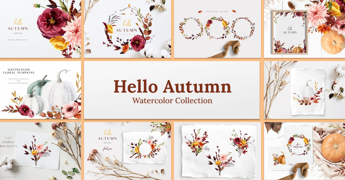 hello autumn watercolor collection.