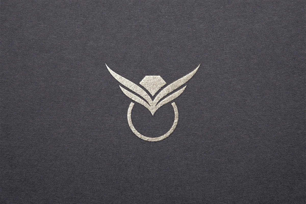 jewelry rings silver logo on dark background.