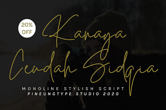 kanaya ceudah relaxed and thin lettered script font.