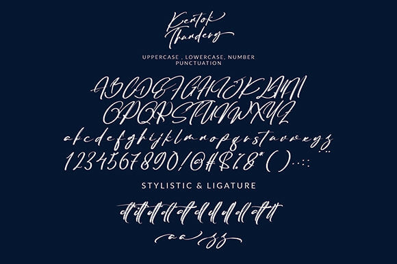 kentok thundery authentic handwritten font all symbols example.