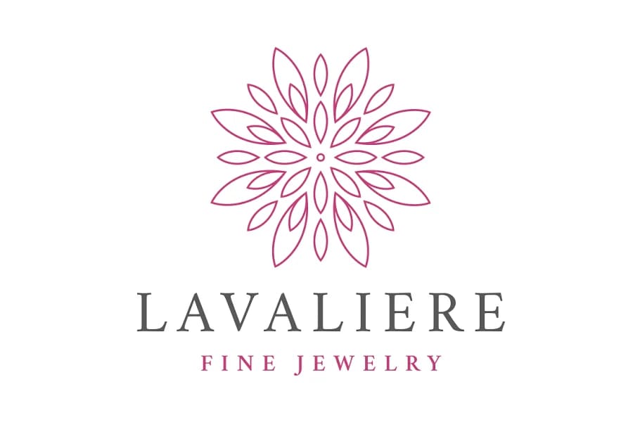 lavaliere logo template, pink logo on light background.