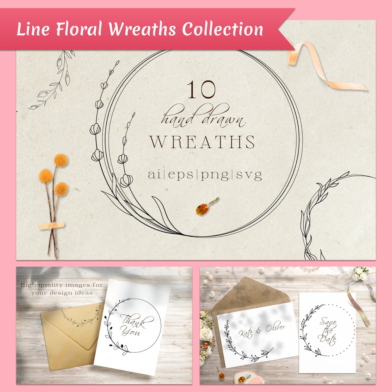 Line Floral Wreaths Handdrawn Collection cover image.