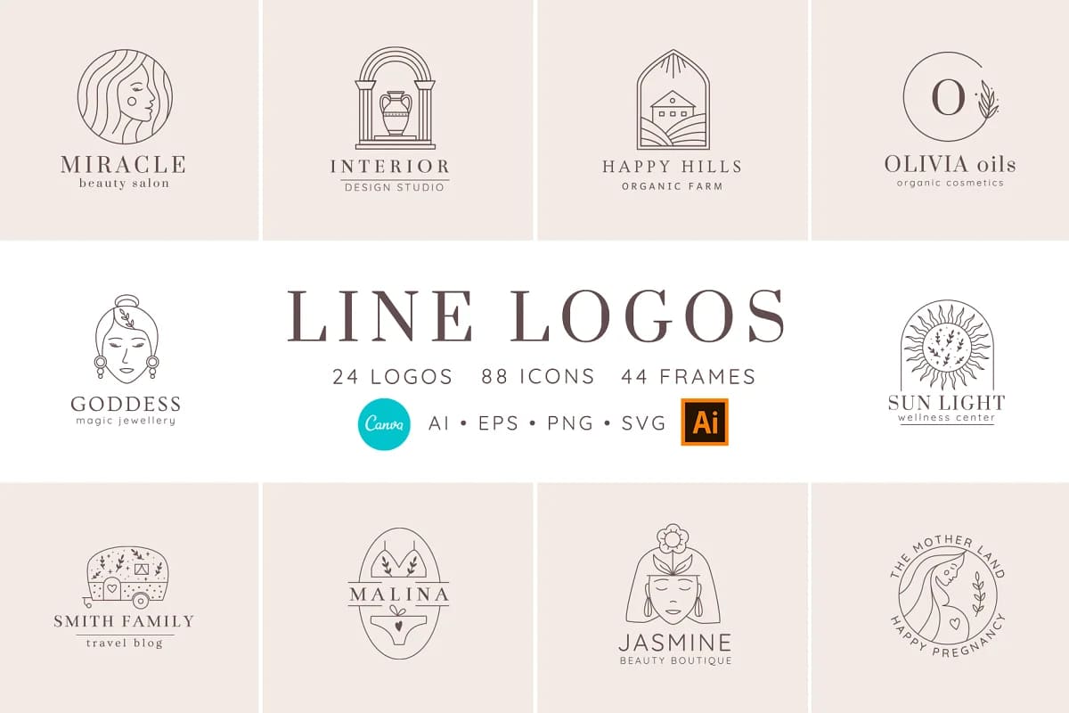 line logos beauty templates.