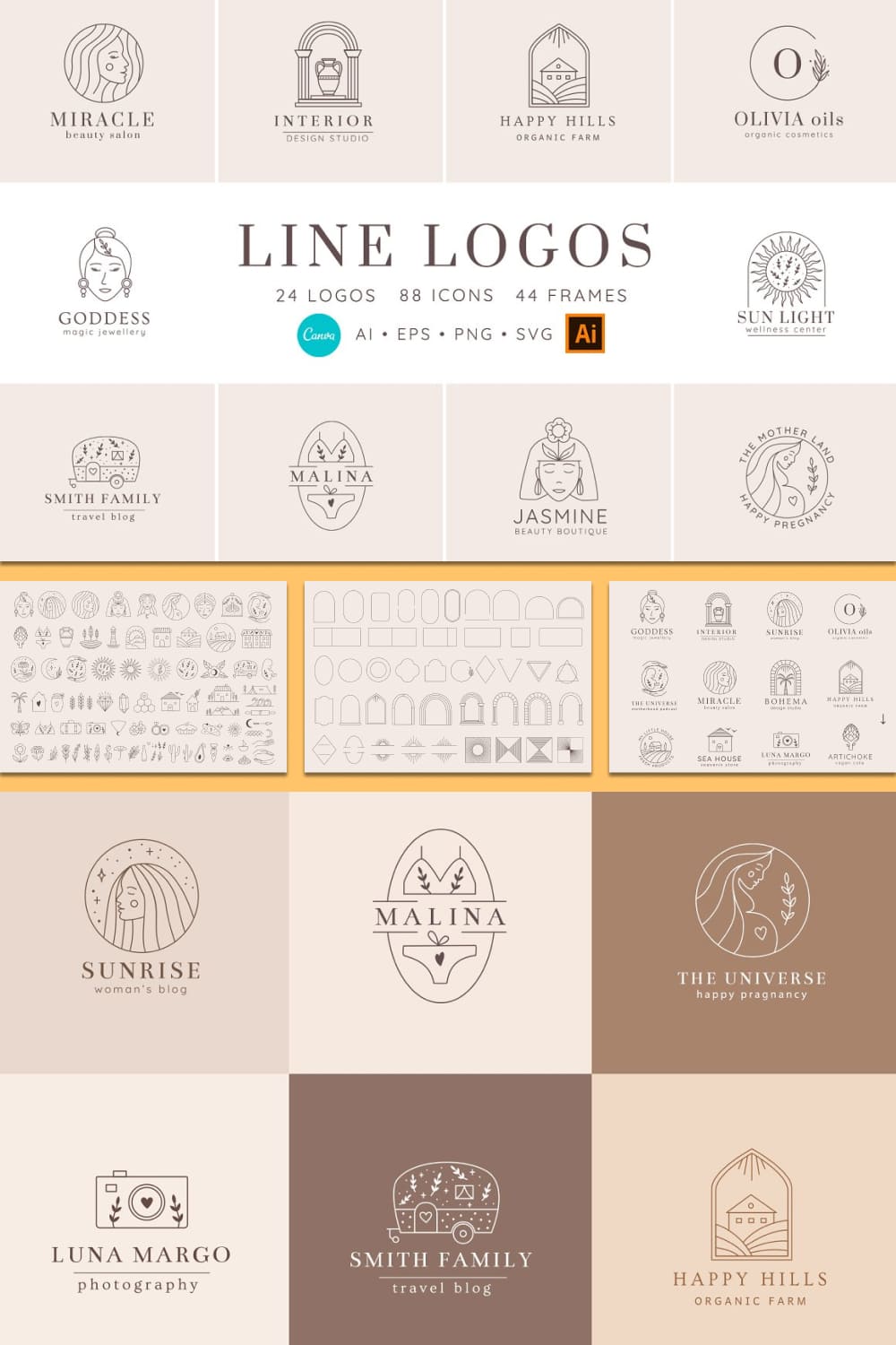line logos canva women style.