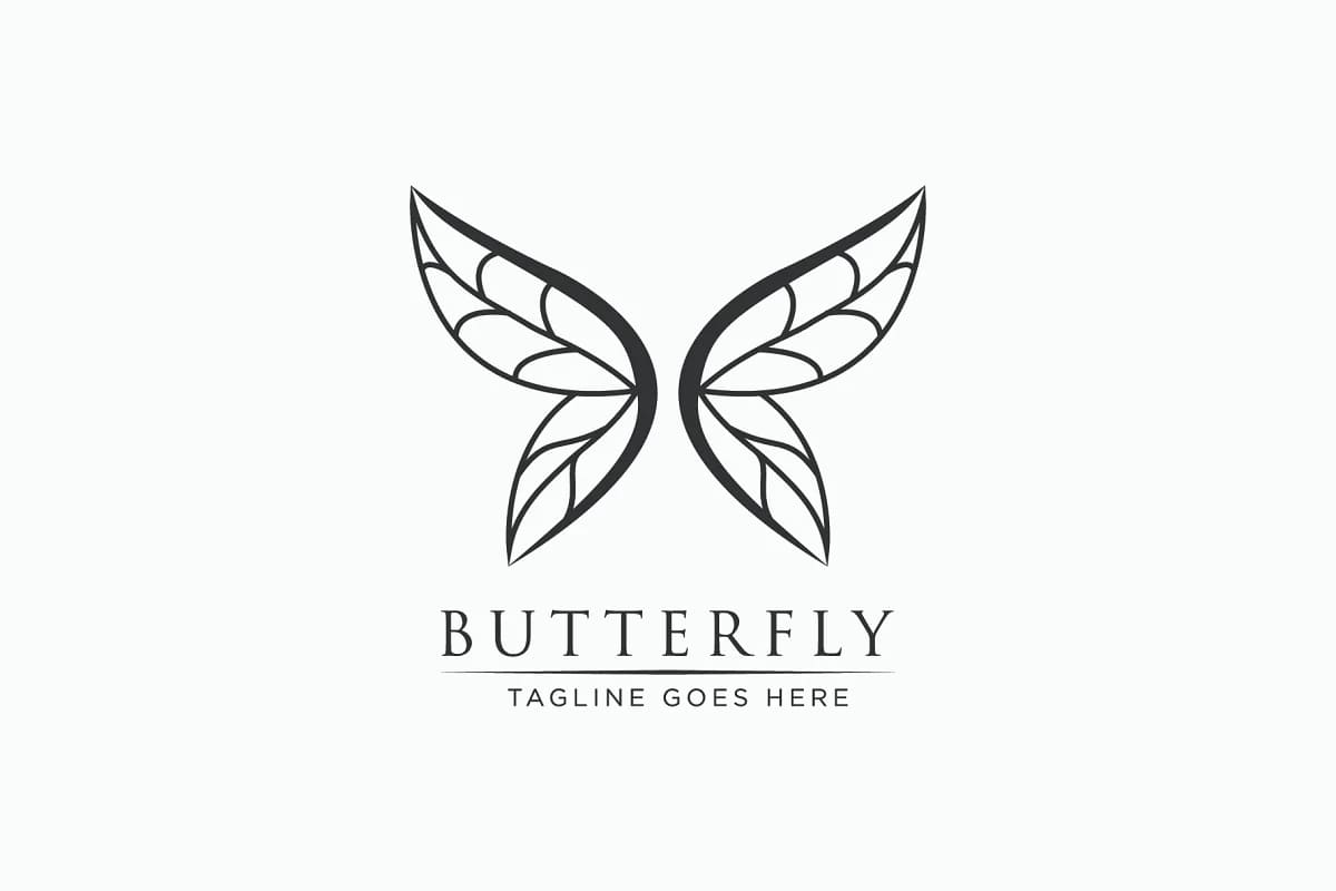 luxury butterfly dark logo on light background.